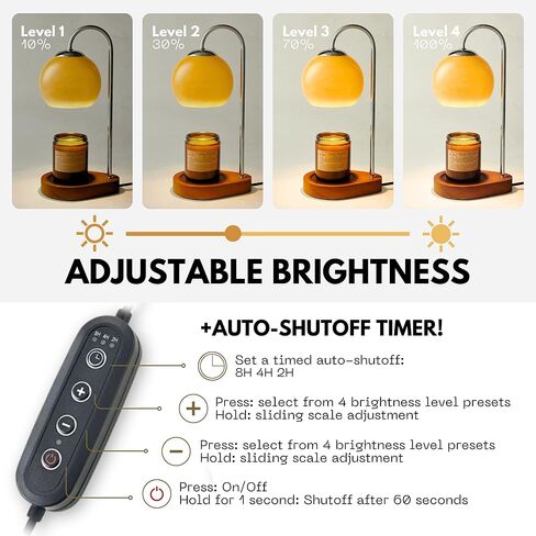 Modern Candle Warmer Lamp with Timer and Dimmer, Dimmable Electric Candle Lamp Warmer, Wax Melt Warmer, Glass with Wood Base, Home Decor Gifts 2 Bulbs Included (Beige and Natural Wood Base) in Saudi Arabia