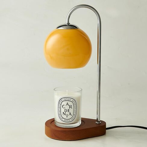 Modern Candle Warmer Lamp with Timer and Dimmer, Dimmable Electric Candle Lamp Warmer, Wax Melt Warmer, Glass with Wood Base, Home Decor Gifts 2 Bulbs Included (Beige and Natural Wood Base) in Saudi Arabia