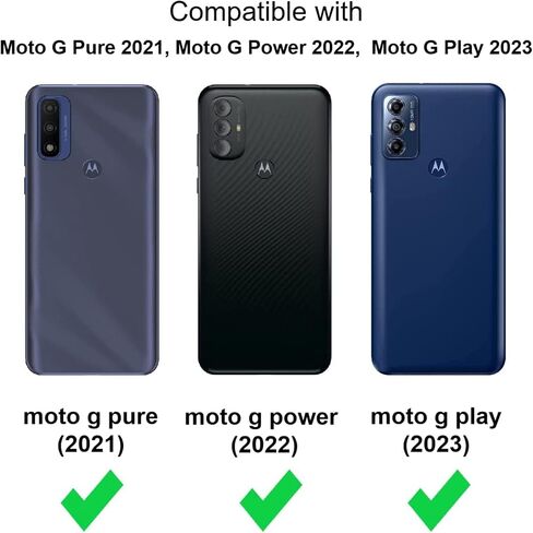 حافظة Jaorty لهاتف Motorola Moto G Pure (2021)/ Moto G Power (2022)/ Moto G Play (2023) حافظة محفظة، [9 فتحات للبطاقات] قلادة طويلة قابلة للإزالة وحزام كتف وسحاب مقاس 6.5 بوصة، أسود in Saudi Arabia