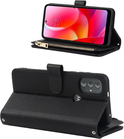 حافظة Jaorty لهاتف Motorola Moto G Pure (2021)/ Moto G Power (2022)/ Moto G Play (2023) حافظة محفظة، [9 فتحات للبطاقات] قلادة طويلة قابلة للإزالة وحزام كتف وسحاب مقاس 6.5 بوصة، أسود in Saudi Arabia