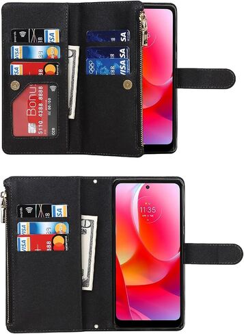حافظة Jaorty لهاتف Motorola Moto G Pure (2021)/ Moto G Power (2022)/ Moto G Play (2023) حافظة محفظة، [9 فتحات للبطاقات] قلادة طويلة قابلة للإزالة وحزام كتف وسحاب مقاس 6.5 بوصة، أسود in Saudi Arabia