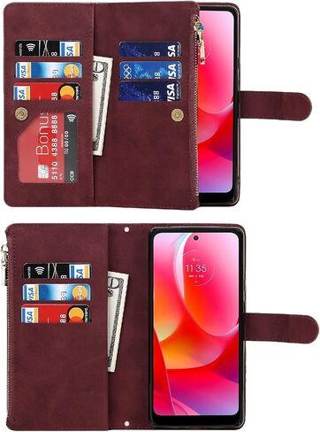 حافظة Jaorty لهاتف Motorola Moto G Pure (2021)/ Moto G Power (2022)/ Moto G Play (2023) حافظة محفظة، [9 فتحات للبطاقات] قلادة طويلة قابلة للإزالة وحزام كتف وسحاب مقاس 6.5 بوصة، أسود in Saudi Arabia