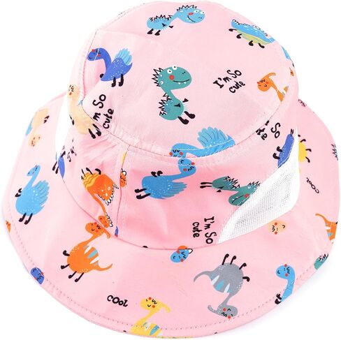 Kids Bucket Hat Spring and Summer Cartoon Dinosaur Hat Outdoor Sports Sunscreen Sun Hat for Boys and Girls 4-8 in Saudi Arabia