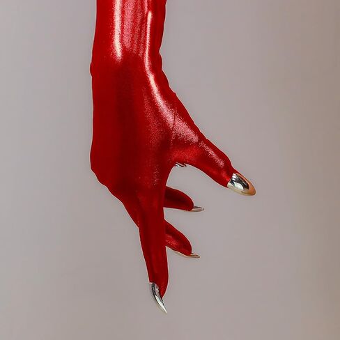 DooWay Long Metallic Gloves with Silver Snails Extra Long 28" Touchscreen Stretch Sexy Cosplay Gloves in Saudi Arabia