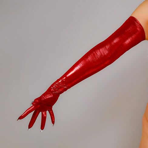 DooWay Long Metallic Gloves with Silver Snails Extra Long 28" Touchscreen Stretch Sexy Cosplay Gloves in Saudi Arabia