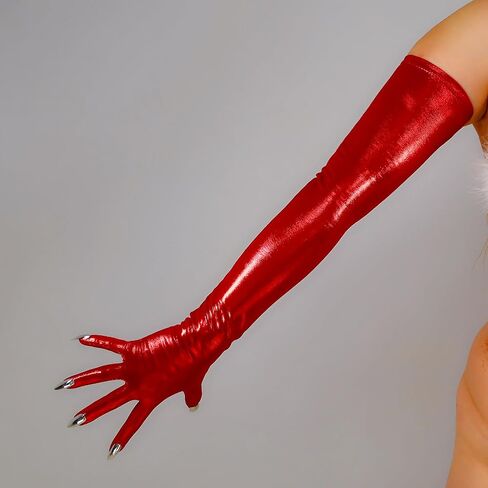 DooWay Long Metallic Gloves with Silver Snails Extra Long 28" Touchscreen Stretch Sexy Cosplay Gloves in Saudi Arabia