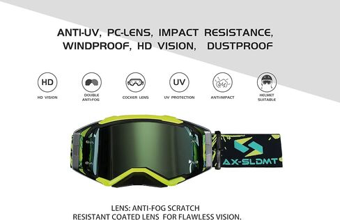 AX-SLDMT Motorcycle Goggle UV400 - Adult Youth ATV Dirt Bike Goggles - Ski Offroad Wide Vision Riding Goggle for Men & Women in Saudi Arabia
