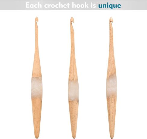 Ommi Ergonomic Handle Crochet Hooks | Handcrafted 7’’ Steam Beech Wood & Resin Mix Crochet Hook | Knitting Needle, Craft Yarn Weave | Best Gift! (Steam Beech Wood & Resin, 10 mm) in Saudi Arabia