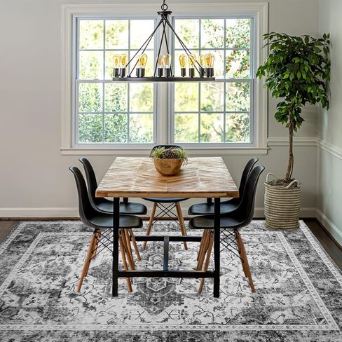 Area Rug, Washable Area Rug with Non-Slip Backing, Boho Vintage Rugs for Living Room, Bedroom,Dining Room,Kitchen,Office, Stain Resistant Large Area Rug (Boho-Floral1, 4' x 6') in Saudi Arabia