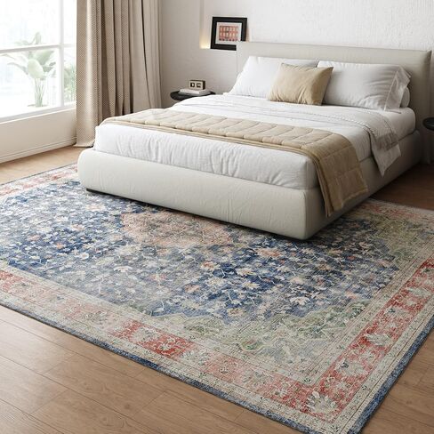 Vintage Washable Area Rugs 2x3, Small Entryway Accent Rug, Non Slip Indoor Entrance Throw Carpet, Distressed Low Pile Door Mat for Kitchen Bathroom Bedroom Living Room Front Porch, Grey in Kuwait