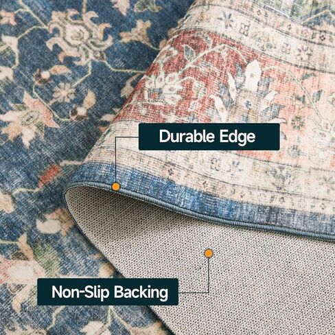 Vintage Washable Area Rugs 2x3, Small Entryway Accent Rug, Non Slip Indoor Entrance Throw Carpet, Distressed Low Pile Door Mat for Kitchen Bathroom Bedroom Living Room Front Porch, Grey in Kuwait