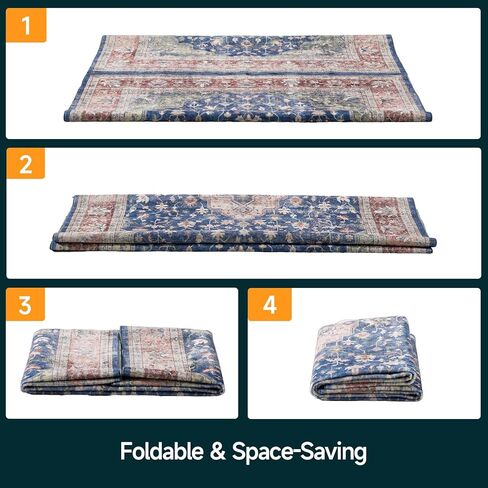 Vintage Washable Area Rugs 2x3, Small Entryway Accent Rug, Non Slip Indoor Entrance Throw Carpet, Distressed Low Pile Door Mat for Kitchen Bathroom Bedroom Living Room Front Porch, Grey in Kuwait