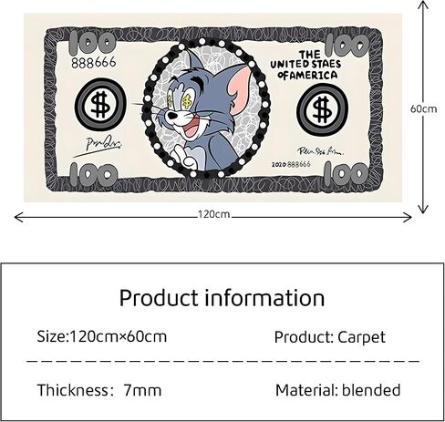 HSFHHI Tom Cat Themed Rug-Unique Tom Cat Pattern, Non-Slip & Washable for Living Room, Kitchen, and Bedroom (23x47 inches) in Saudi Arabia