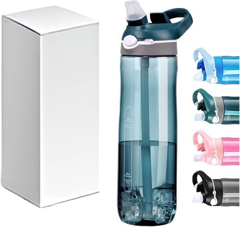 25oz Water Bottle with Clip Handle, Water Bottles with Locking Lid, Travel Plastic Water Bottle,Water Bottle with Straw, and Sports Tritan water bottle - Black in Saudi Arabia