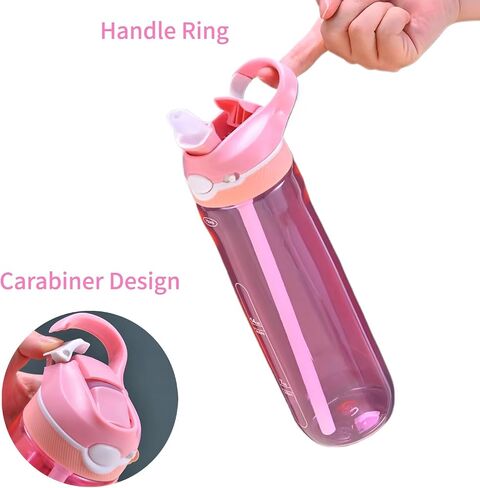 25oz Water Bottle with Clip Handle, Water Bottles with Locking Lid, Travel Plastic Water Bottle,Water Bottle with Straw, and Sports Tritan water bottle - Black in Saudi Arabia