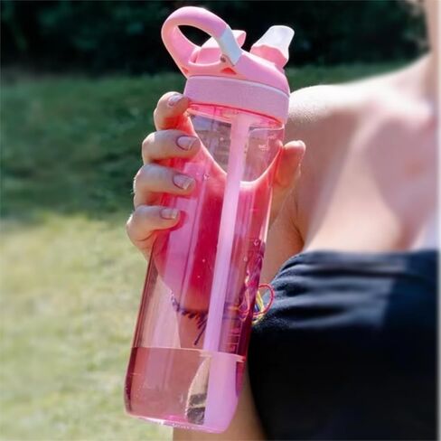25oz Water Bottle with Clip Handle, Water Bottles with Locking Lid, Travel Plastic Water Bottle,Water Bottle with Straw, and Sports Tritan water bottle - Black in Saudi Arabia