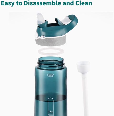 25oz Water Bottle with Clip Handle, Water Bottles with Locking Lid, Travel Plastic Water Bottle,Water Bottle with Straw, and Sports Tritan water bottle - Black in Saudi Arabia