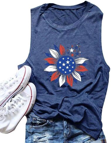 American Flag Tank Tops for Women USA Stars Stripes Independence Day Tank Sleeveless 4th of July Patriotic Shirts in Saudi Arabia