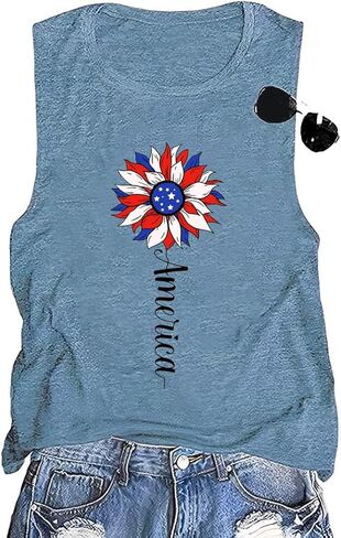 American Flag Tank Tops for Women USA Stars Stripes Independence Day Tank Sleeveless 4th of July Patriotic Shirts in Saudi Arabia