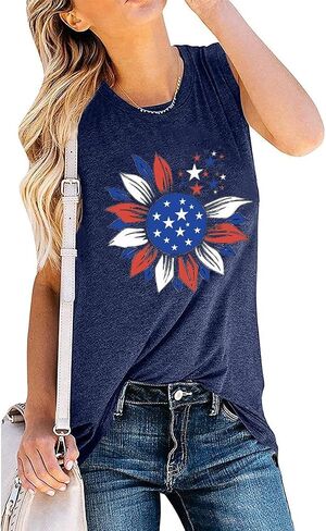 American Flag Tank Tops for Women USA Stars Stripes Independence Day Tank Sleeveless 4th of July Patriotic Shirts in Saudi Arabia