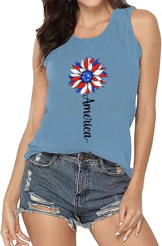 American Flag Tank Tops for Women USA Stars Stripes Independence Day Tank Sleeveless 4th of July Patriotic Shirts in Saudi Arabia