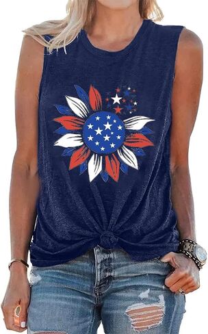 American Flag Tank Tops for Women USA Stars Stripes Independence Day Tank Sleeveless 4th of July Patriotic Shirts in Saudi Arabia