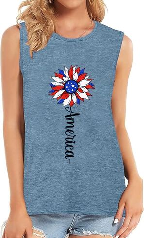 American Flag Tank Tops for Women USA Stars Stripes Independence Day Tank Sleeveless 4th of July Patriotic Shirts in Saudi Arabia