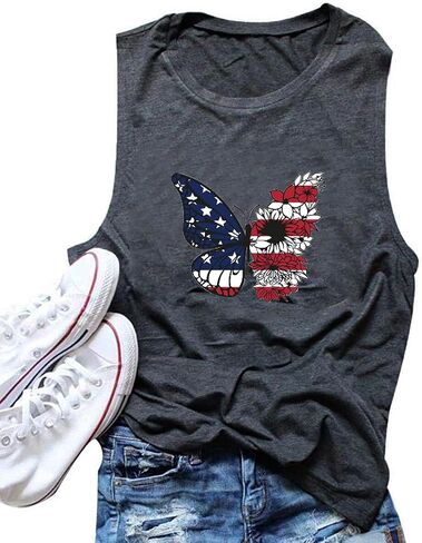 American Flag Tank Tops for Women USA Stars Stripes Independence Day Tank Sleeveless 4th of July Patriotic Shirts in Kuwait