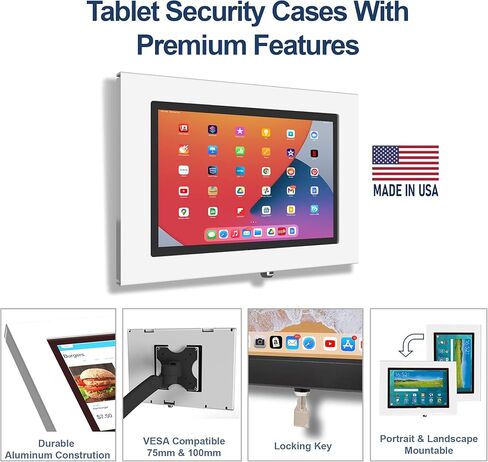 حافظة معدنية بقفل أمان من TABcare لجهاز Apple iPad 7 10.2" 2019، iPad 8 2020، iPad 9 2021 Tablet للكشك، POS، المتجر، شاشة العرض (أسود، iPad 7/8/9 10.2) in Kuwait