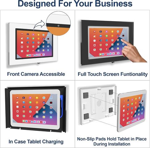 حافظة معدنية بقفل أمان من TABcare لجهاز Apple iPad 7 10.2" 2019، iPad 8 2020، iPad 9 2021 Tablet للكشك، POS، المتجر، شاشة العرض (أسود، iPad 7/8/9 10.2) in Kuwait