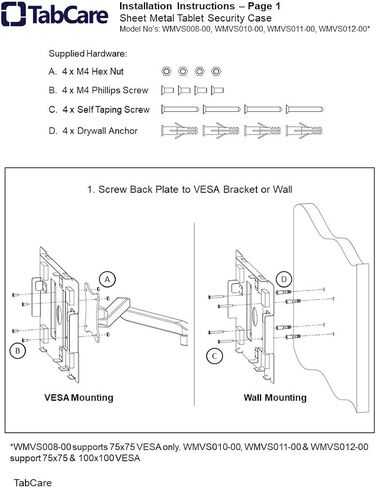 حافظة معدنية بقفل أمان من TABcare لجهاز Apple iPad 7 10.2" 2019، iPad 8 2020، iPad 9 2021 Tablet للكشك، POS، المتجر، شاشة العرض (أسود، iPad 7/8/9 10.2) in Kuwait