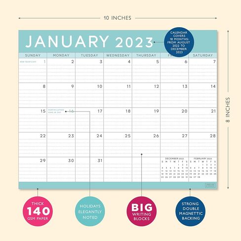 S&O Teal 2024 Magnetic Fridge Calendar Runs from Now to December 2024 - Tear-Off Refrigerator Calendar to Track Events & Appointments - Magnetic Calendar for Fridge for Easy Planning - 8"x10" in. in Saudi Arabia