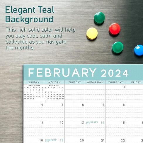 S&O Teal 2024 Magnetic Fridge Calendar Runs from Now to December 2024 - Tear-Off Refrigerator Calendar to Track Events & Appointments - Magnetic Calendar for Fridge for Easy Planning - 8"x10" in. in Saudi Arabia