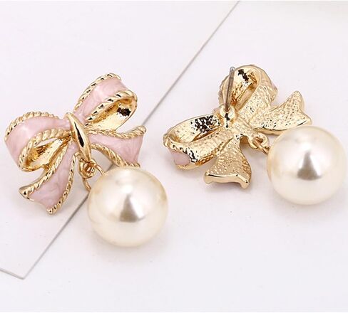 Gold Bow Earrings for Women Pearl Bow Dangle Earrings Silver Bow Stud Earrings Ribbon Earrings Gold Silver Bow Jewelry Earrings Bow Earring Studs in Saudi Arabia