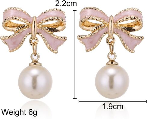 Gold Bow Earrings for Women Pearl Bow Dangle Earrings Silver Bow Stud Earrings Ribbon Earrings Gold Silver Bow Jewelry Earrings Bow Earring Studs in Saudi Arabia