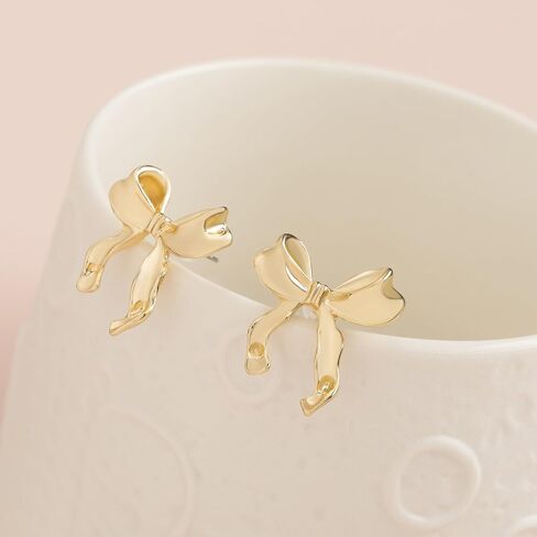 Gold Bow Earrings for Women Pearl Bow Dangle Earrings Silver Bow Stud Earrings Ribbon Earrings Gold Silver Bow Jewelry Earrings Bow Earring Studs in Saudi Arabia