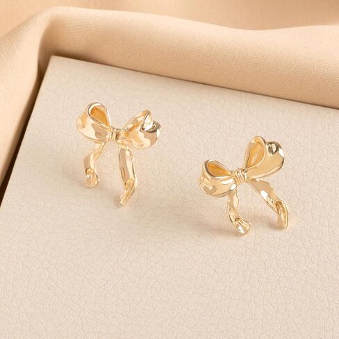 Gold Bow Earrings for Women Pearl Bow Dangle Earrings Silver Bow Stud Earrings Ribbon Earrings Gold Silver Bow Jewelry Earrings Bow Earring Studs in Saudi Arabia