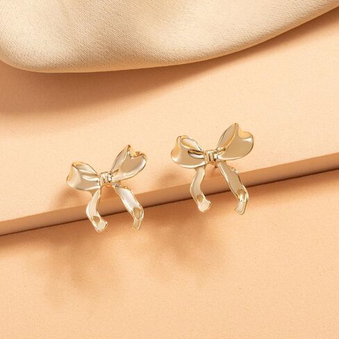 Gold Bow Earrings for Women Pearl Bow Dangle Earrings Silver Bow Stud Earrings Ribbon Earrings Gold Silver Bow Jewelry Earrings Bow Earring Studs in Saudi Arabia