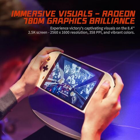 جهاز كمبيوتر محمول 2 Pro مزود بوحدة تحكم ألعاب محمولة AMD Ryzen 8840U وذاكرة وصول عشوائي 32 جيجابايت ومحرك أقراص SSD سعة 2 تيرابايت، 3 في 1 محمول مع شاشة لمس IPS 2K 8.4 بوصة ووحدة تحكم قابلة للفصل، أبيض in Kuwait