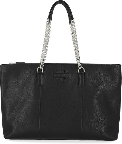 Harley Davidson Leather Top Handle Satchel Tote Bag, Black in Kuwait