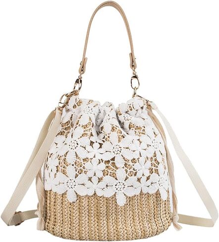 Straw Bags for Women Hand-woven Bucket Straw Bag Small Straw Tote Summer Beach bag in Saudi Arabia