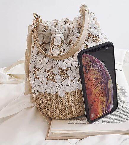 Straw Bags for Women Hand-woven Bucket Straw Bag Small Straw Tote Summer Beach bag in Saudi Arabia