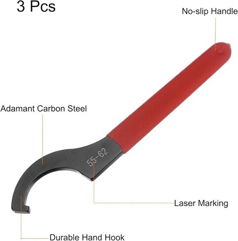 uxcell 3pcs C Hook Spanner Wrench for Lathe Clamping 28-32mm Collet Chuck Nut with Red Non-slip Handle in Saudi Arabia