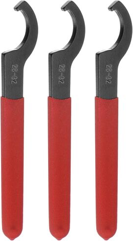 uxcell 3pcs C Hook Spanner Wrench for Lathe Clamping 28-32mm Collet Chuck Nut with Red Non-slip Handle in Saudi Arabia