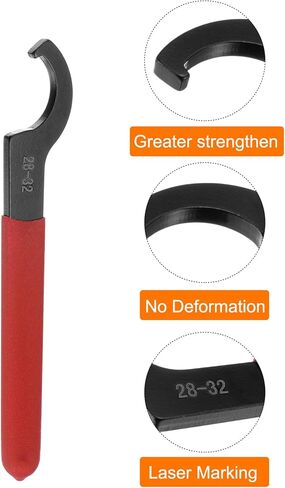 uxcell 3pcs C Hook Spanner Wrench for Lathe Clamping 28-32mm Collet Chuck Nut with Red Non-slip Handle in Saudi Arabia