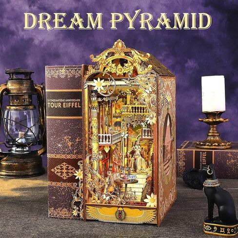 Sutinban DIY Book Nook Kit مع صندوق الموسيقى، لغز خشبي ثلاثي الأبعاد مع ضوء LED، ديكور رف كتب لبيت الدمى للمراهقين والبالغين (تتبع المدينة الغامضة) in Kuwait