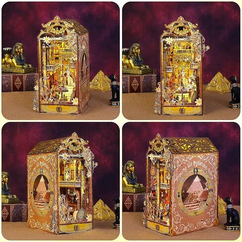 Sutinban DIY Book Nook Kit مع صندوق الموسيقى، لغز خشبي ثلاثي الأبعاد مع ضوء LED، ديكور رف كتب لبيت الدمى للمراهقين والبالغين (تتبع المدينة الغامضة) in Kuwait