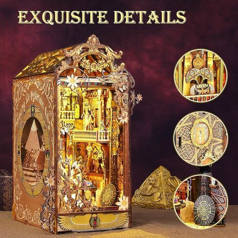 Sutinban DIY Book Nook Kit مع صندوق الموسيقى، لغز خشبي ثلاثي الأبعاد مع ضوء LED، ديكور رف كتب لبيت الدمى للمراهقين والبالغين (تتبع المدينة الغامضة) in Kuwait