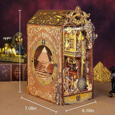 Sutinban DIY Book Nook Kit مع صندوق الموسيقى، لغز خشبي ثلاثي الأبعاد مع ضوء LED، ديكور رف كتب لبيت الدمى للمراهقين والبالغين (تتبع المدينة الغامضة) in Kuwait