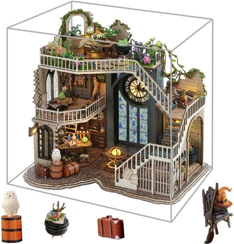 hvmabeck Book Nook Kits for Adults DIY Miniature Kit with LED Light for Desk Library Bookshelf Decoration 3D Wooden Puzzle Booknook Model Kits for Adults to Build Gifts (Chinese booknook) in Saudi Arabia